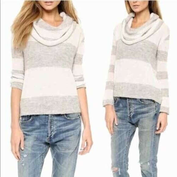 Free People Small Lulu Rugby sweater Alpaca & nylon new Cowl or slouch striped - Picture 13 of 13